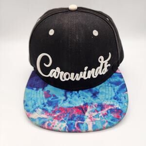 Carowinds Flat Bill Hat Acid Drop One Size Adjustable Blue Black Cotton Unisex